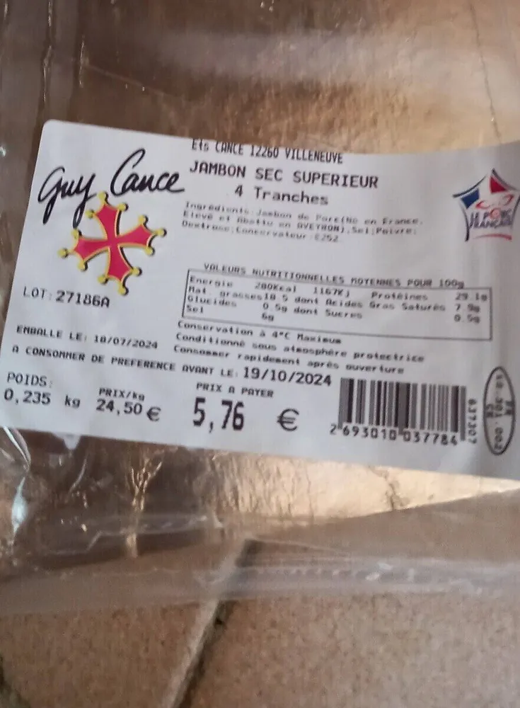 Jambon sec supérieur