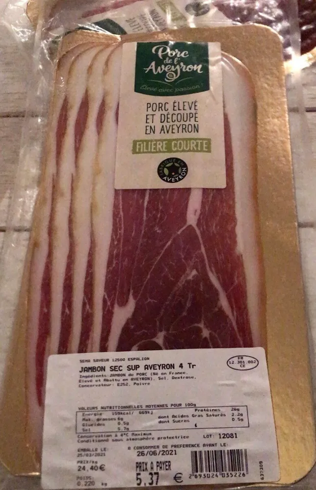 Jambon sec sup aveyron