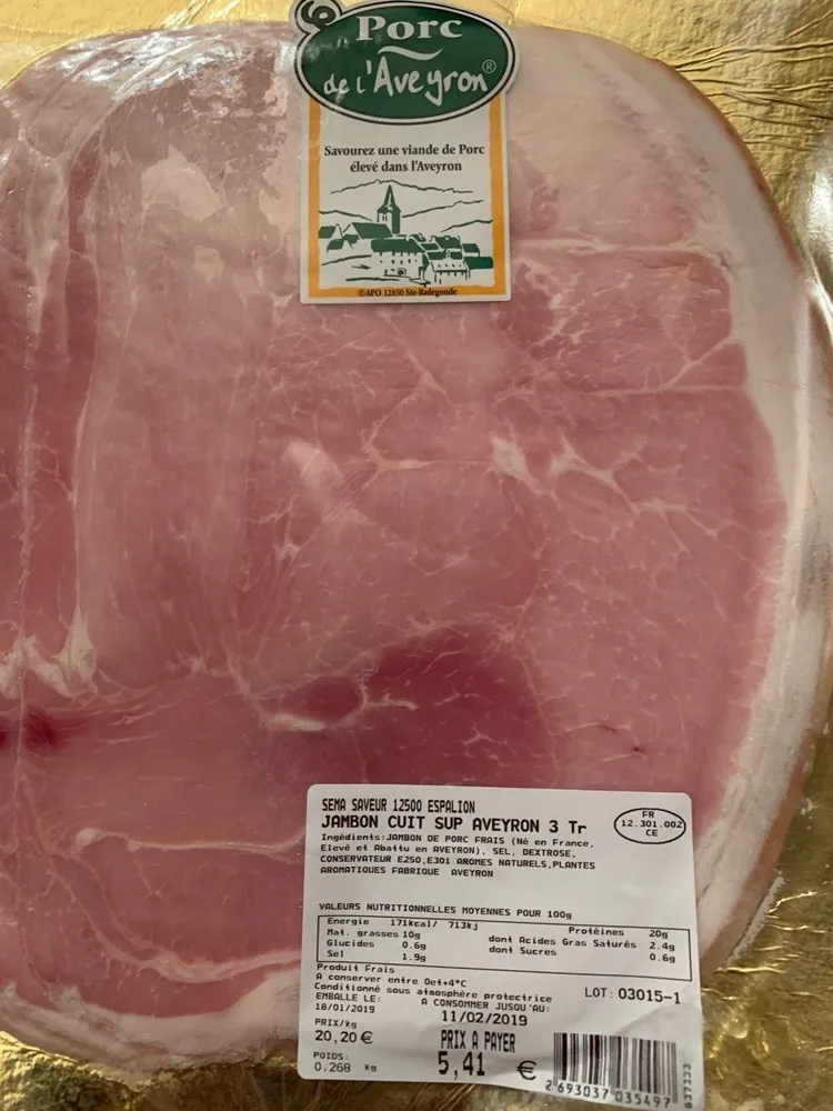 Jambon cuit sup aveyron