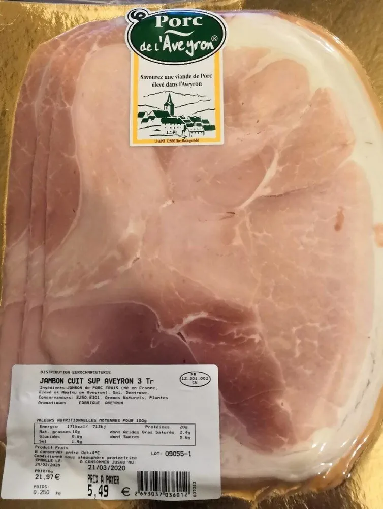 Jambon cuit sup aveyron 3 tr