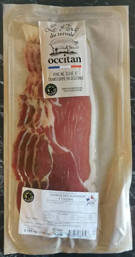 Jambon sec supérieur 4 tranches