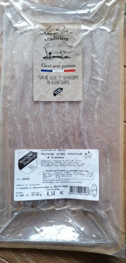 Poitrine séchée supérieure 6 tranches