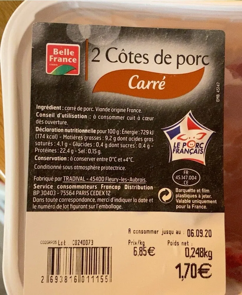 Cotes de porc