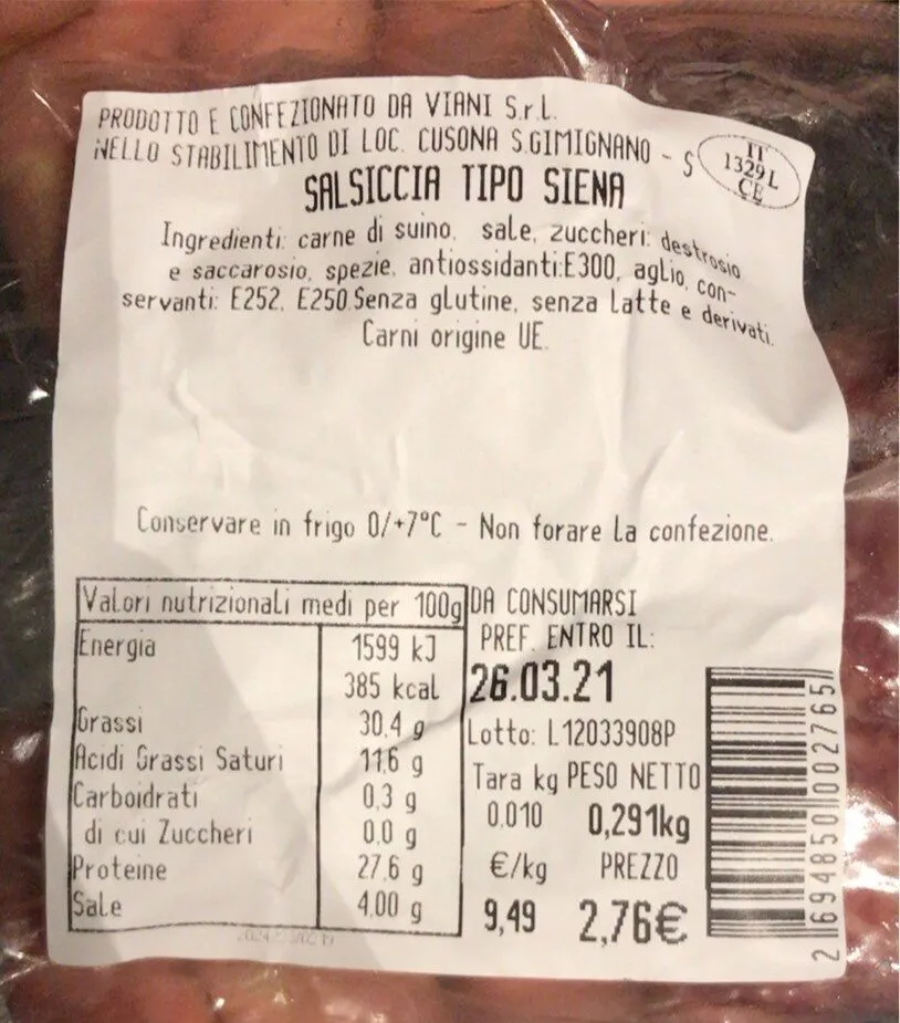 Salsiccia tipo siena