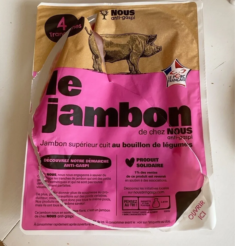 Jambon superieur cuit au bouillon de légumes