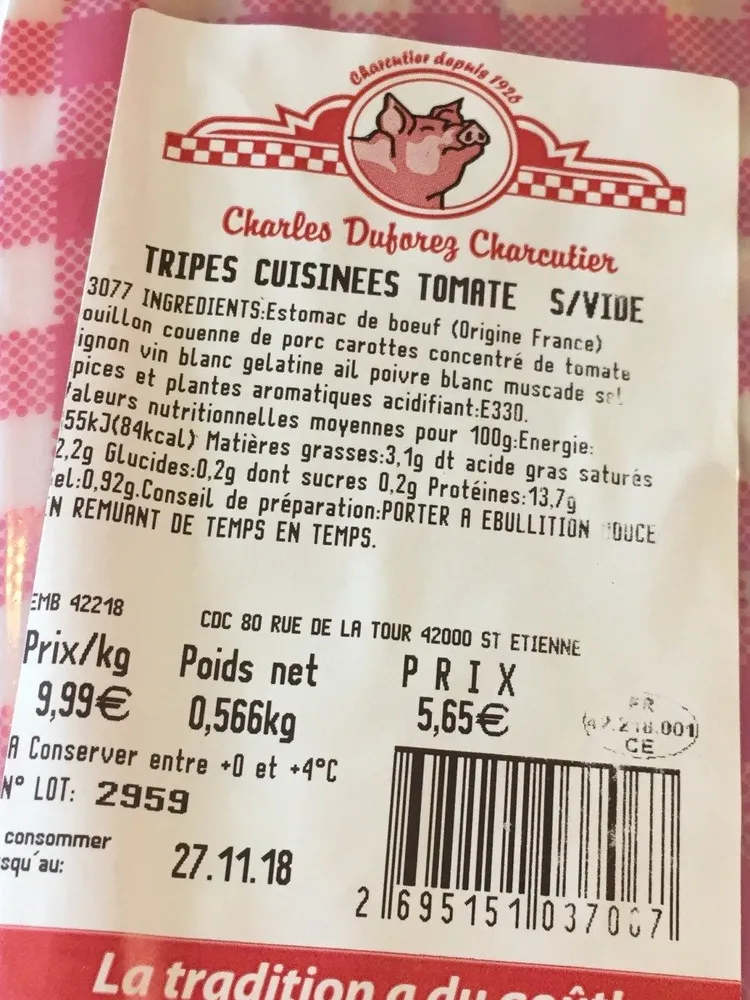 Tripes cuisinée tomate