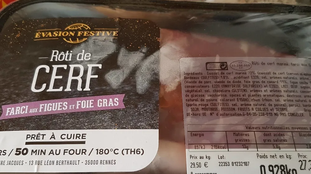 Rôti de cerf farci aux figues et foie gras