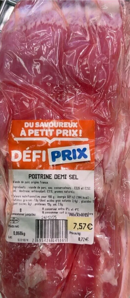 Poitrine, demi-sel