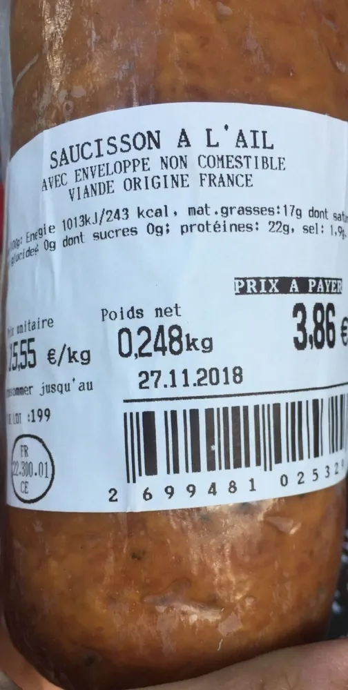 Saucisson à l'ail
