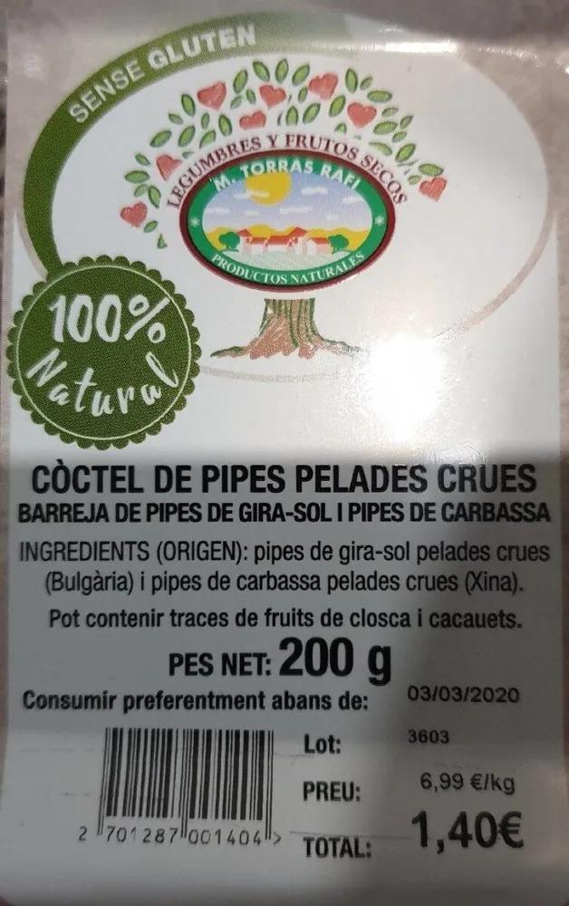 Còctel de pipes pelades crues de girasol i carbassa