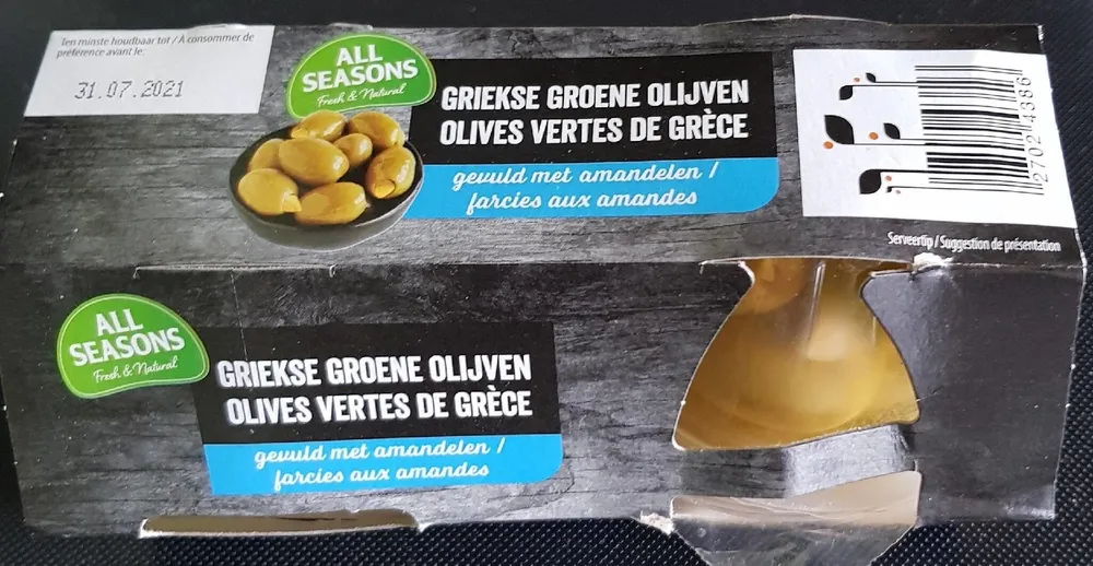 Olives vertes de Grèce farcies aux amandes