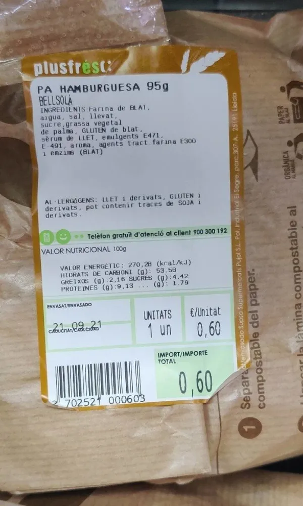 Pa hamburguesa 95g