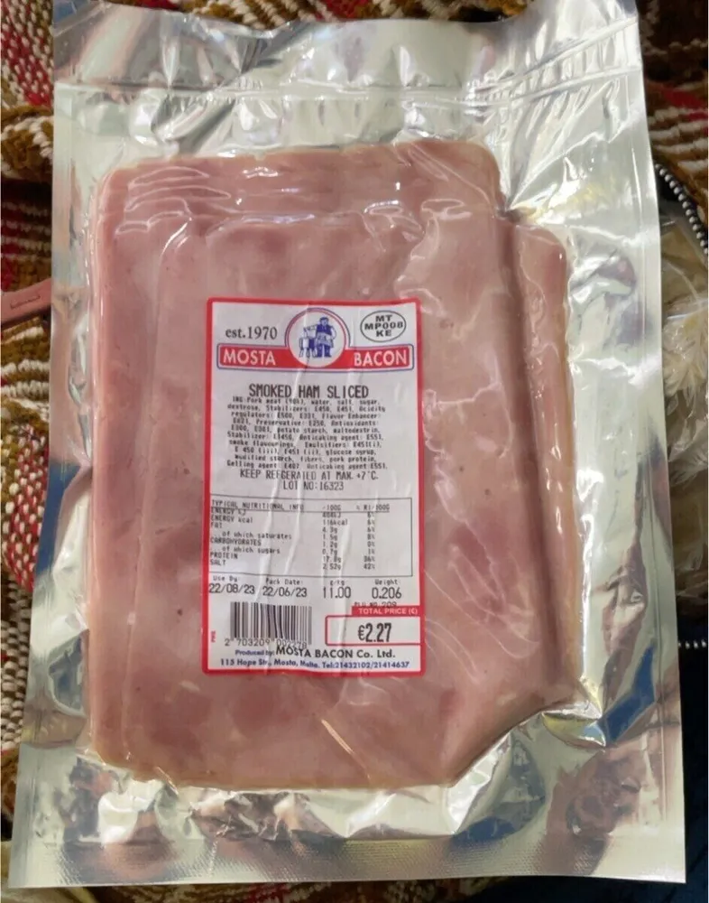 Smoked ham sliced
