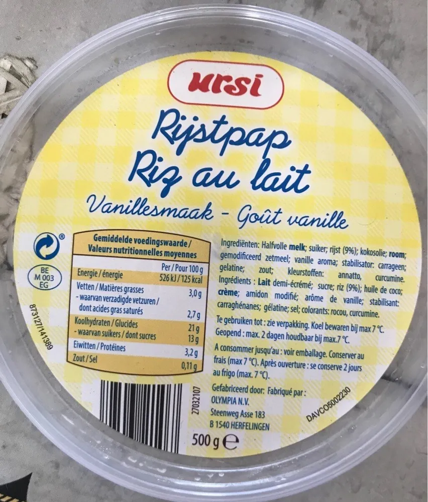 Riz au lait vanille