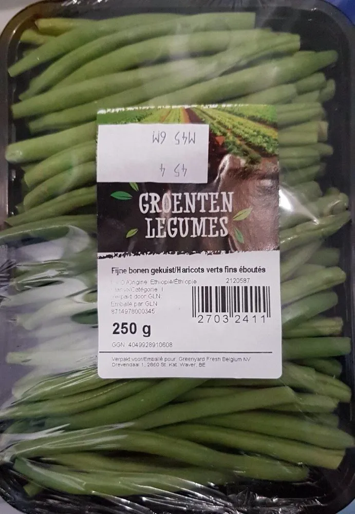Haricots verts fins éboutés