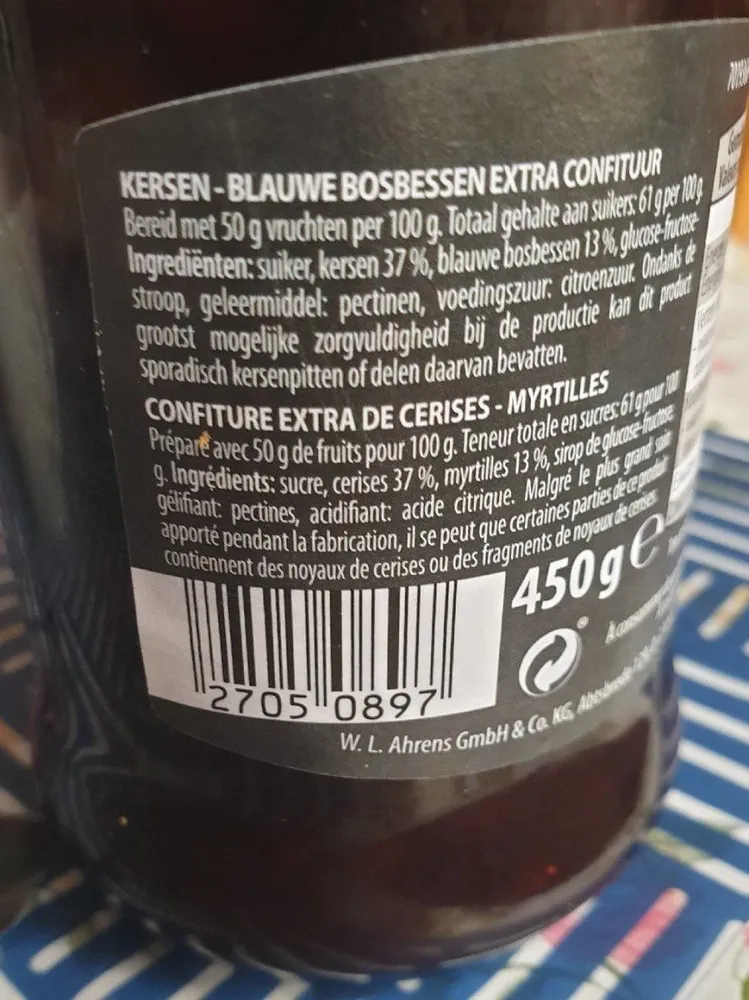Confiture cerises-myrtilles