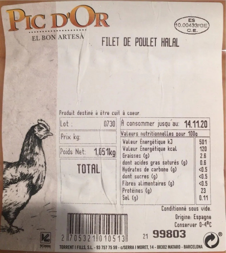 Filet de poulet halal PIC D’OR