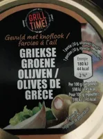 Griekse groene olijven gevuld met knoflook