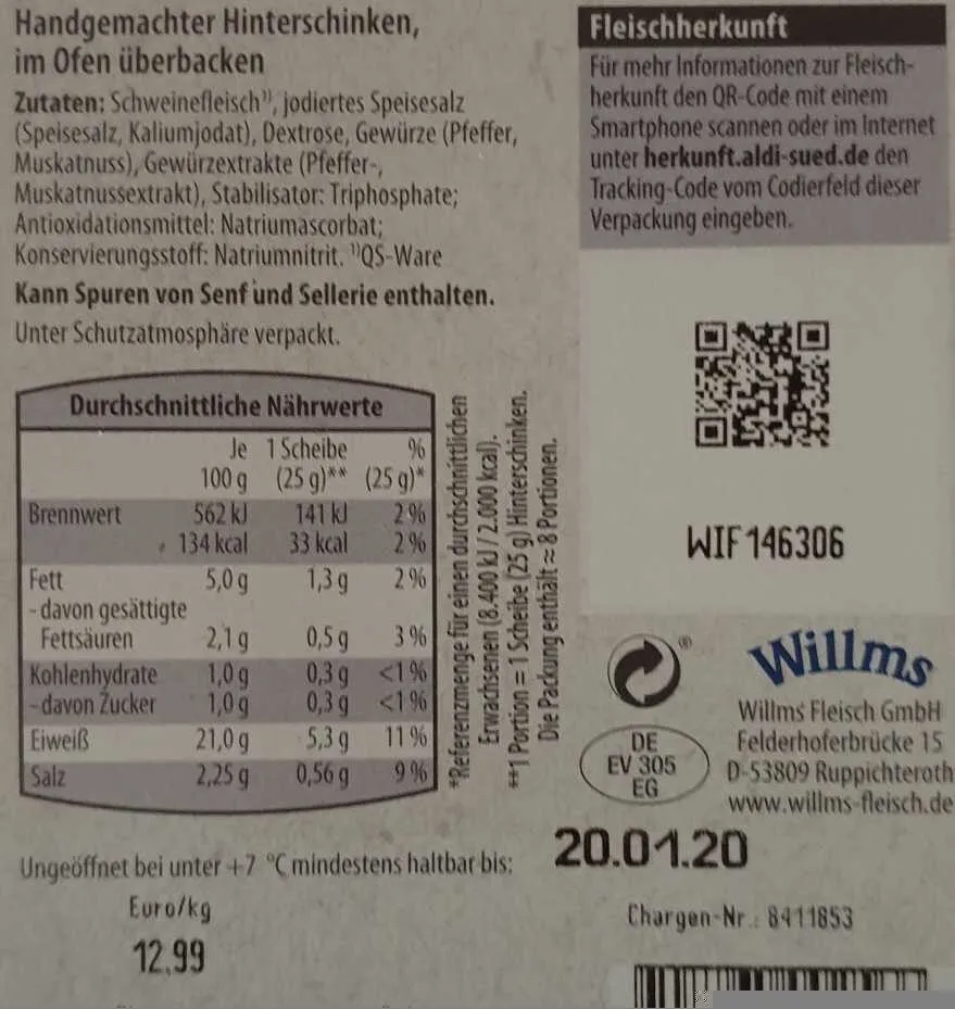 Handgemachte Hinterkochschinken