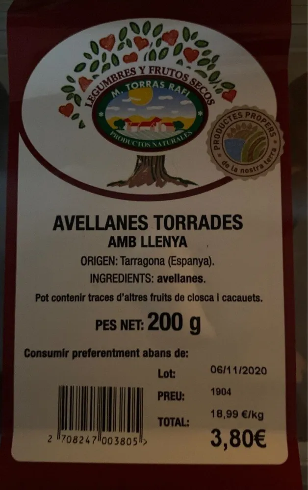 Avellanes torrades amb llenya
