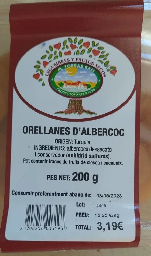 Orejones de albaricoque