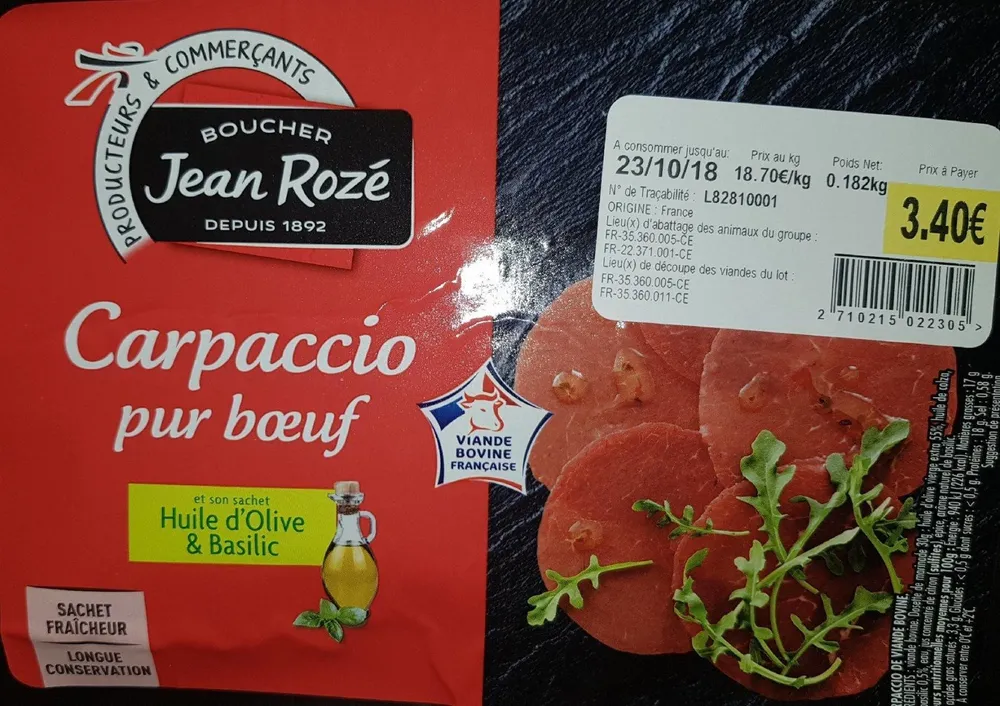 Carpaccio pur boeuf