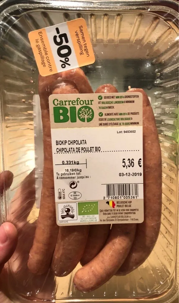 Chipolata de poulet bio