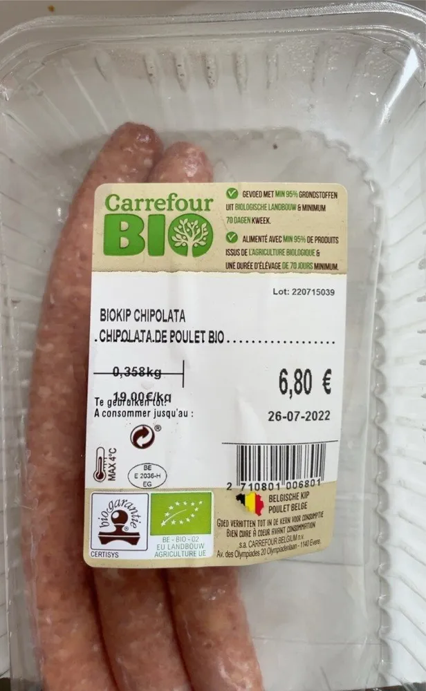 Chipolata de poulet Bio