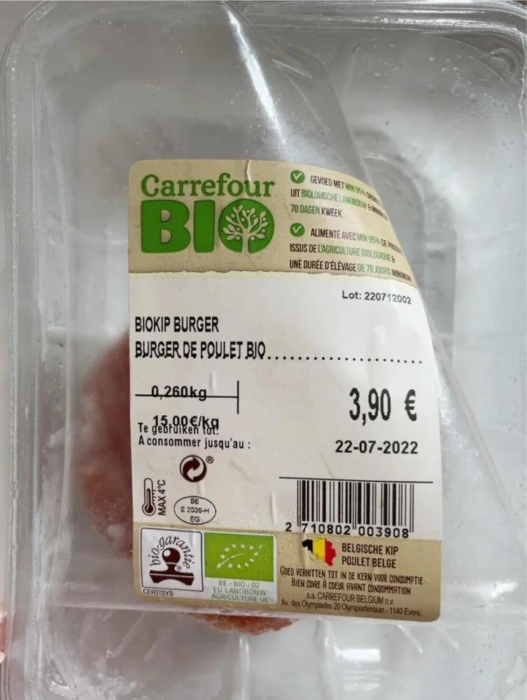 Burger de poulet Bio