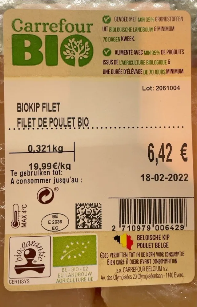 Bio filet de poulet