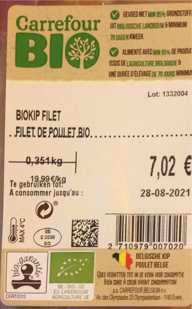 Filet de poulet bio