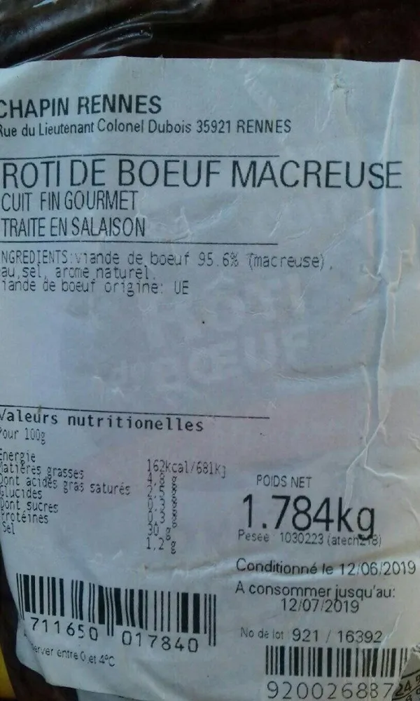Rôti de boeuf macreuse