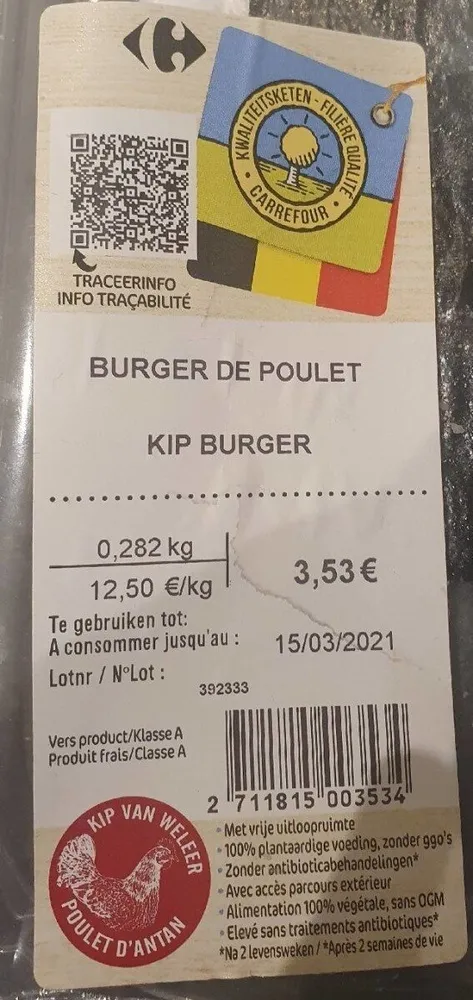 Burger de poulet