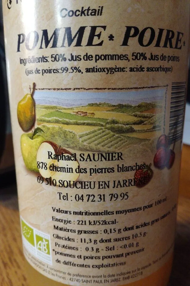 Jus pomme poire