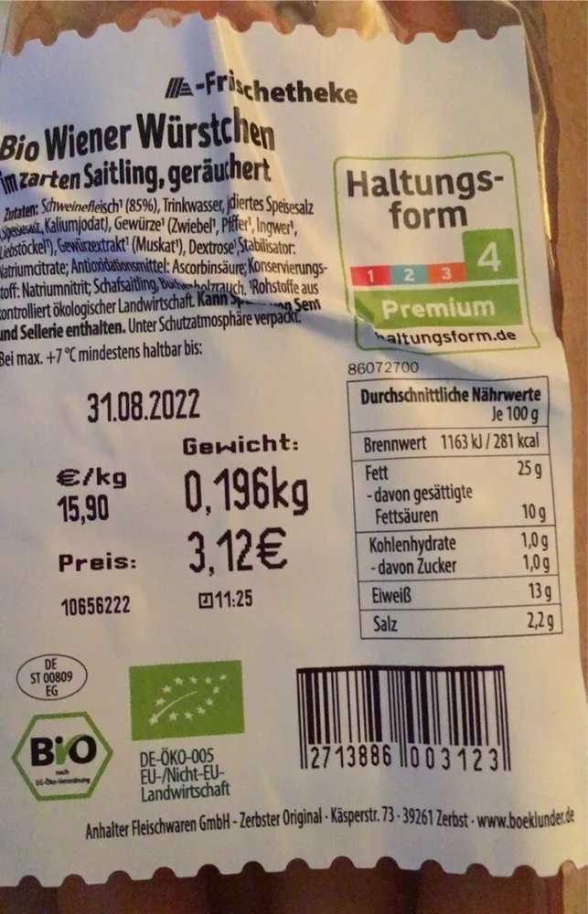 Bio Wiener würstchen
