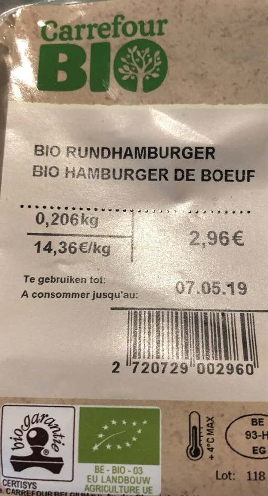Hamburger boeuf bio
