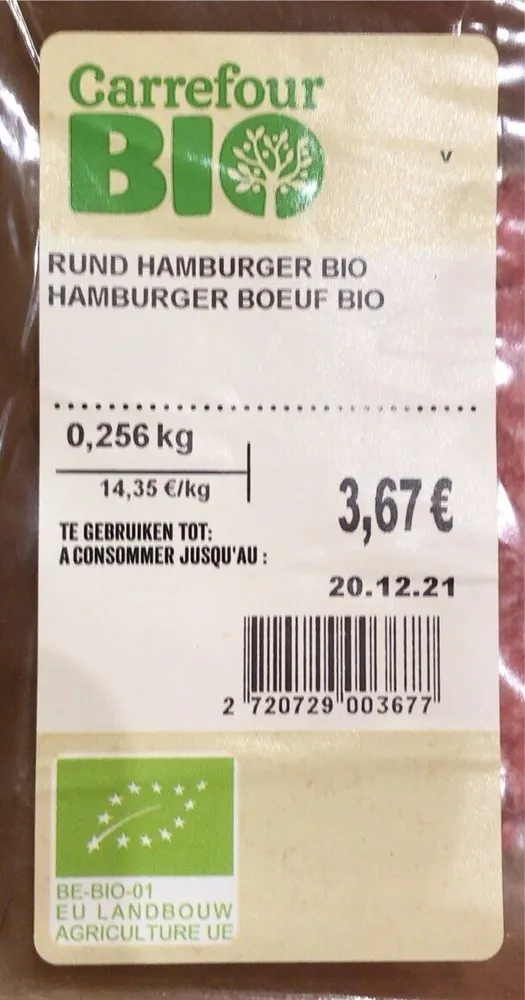 Hamburger boeuf bio