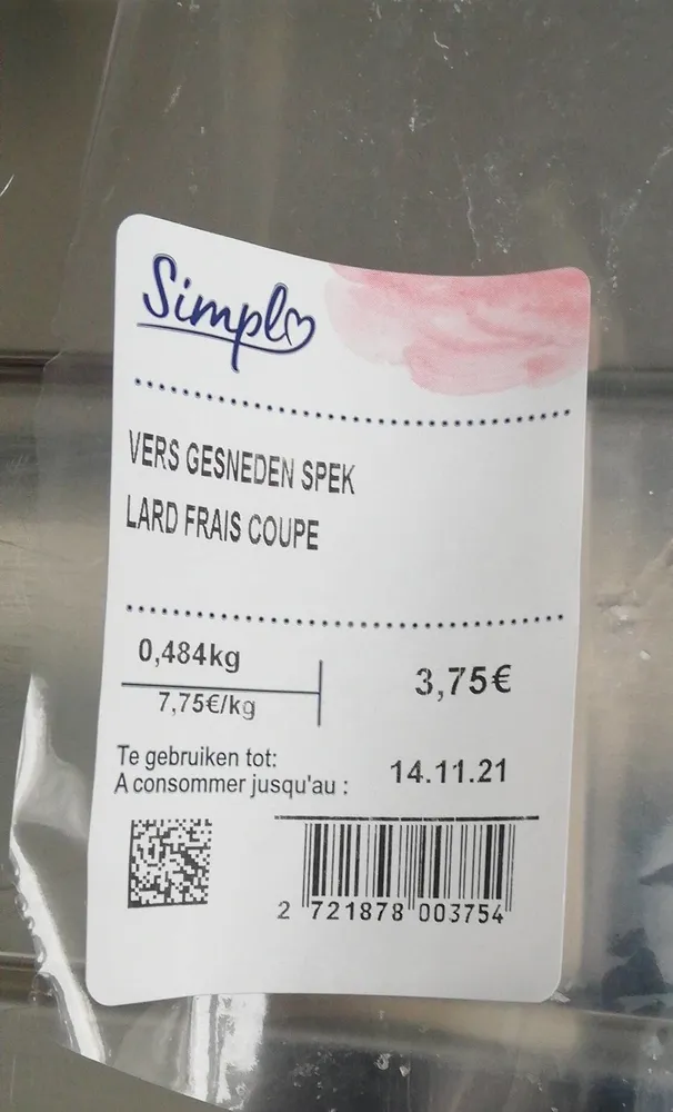 Lard frais coupé
