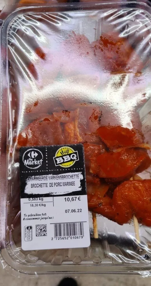 Brochette porc mariné
