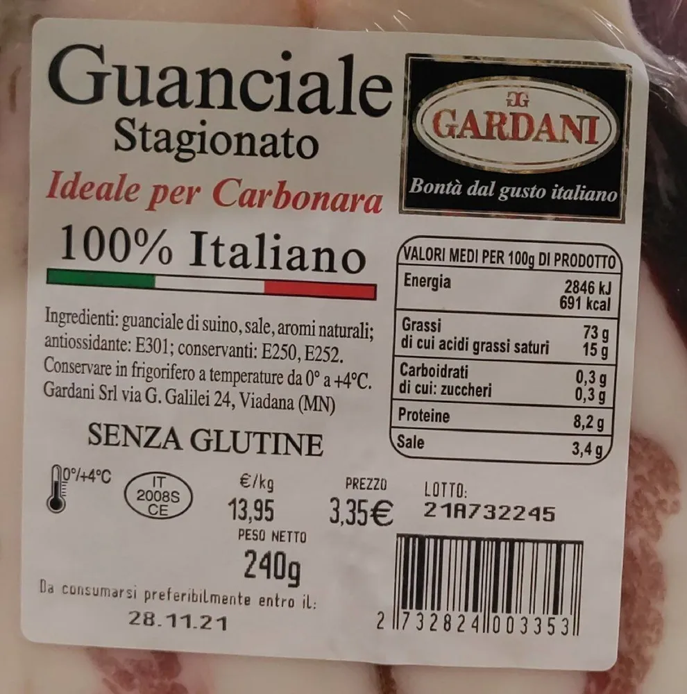 Guanciale stagionato