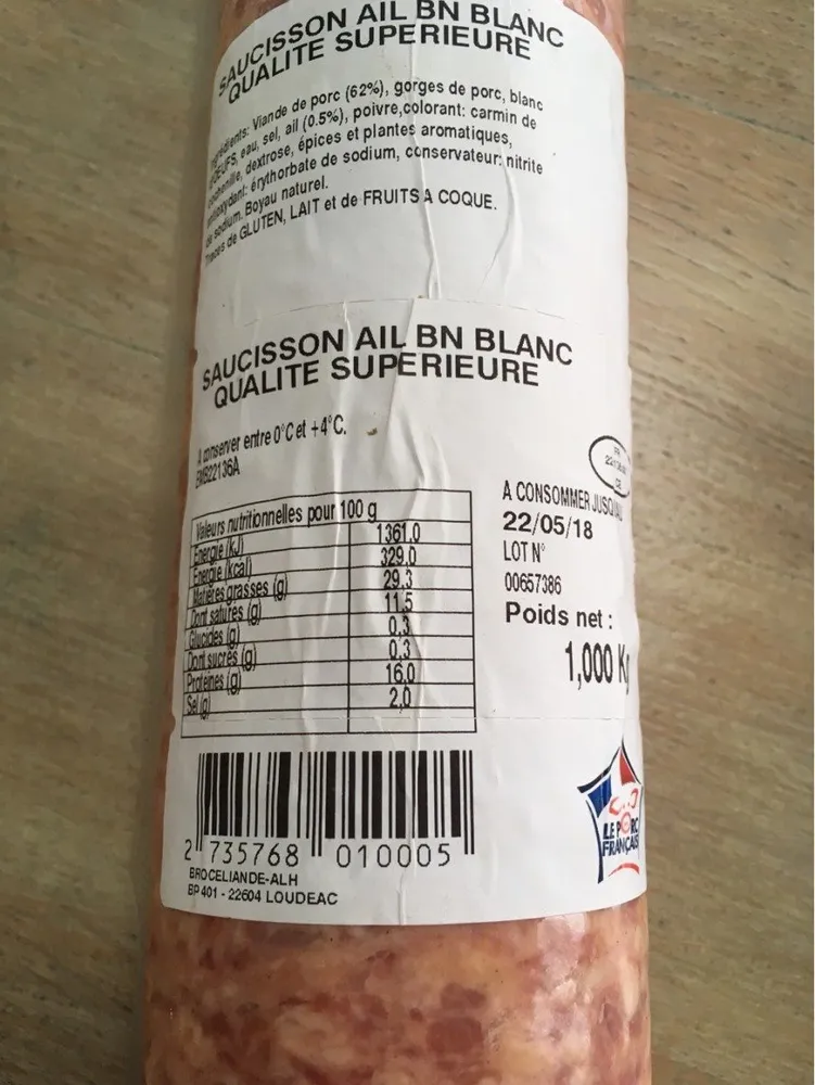 saucisson à l'ail BN blanc