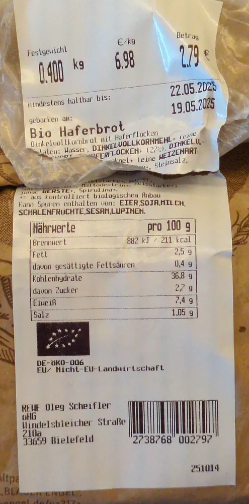 Bio Haferbrot