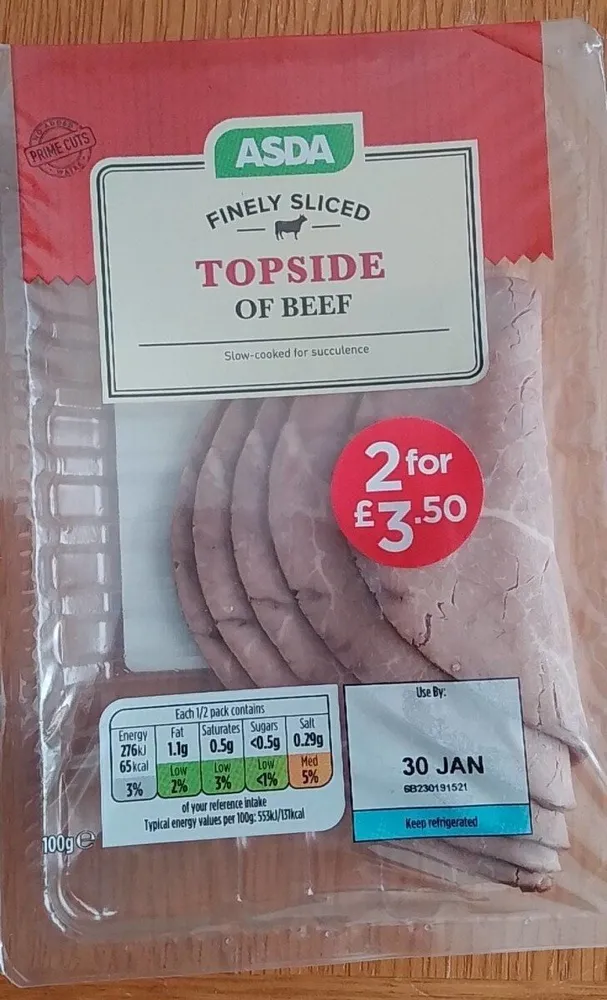 Finely Sliced Topside of Beef