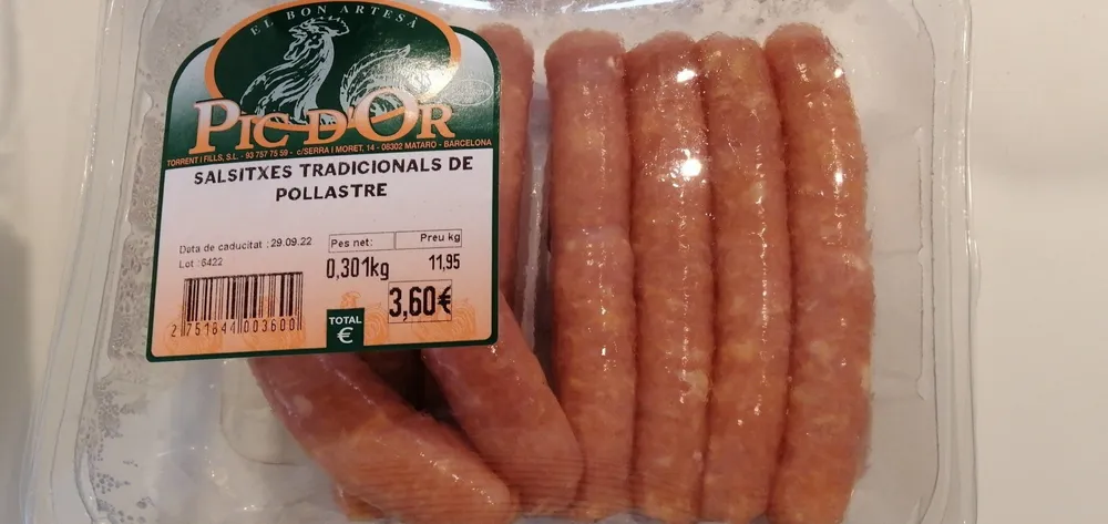 Salsitxes tradicionals de pollastre