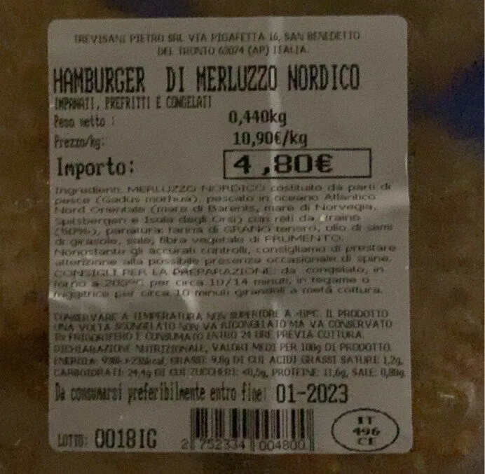 Hamburger di merluzzo nordico