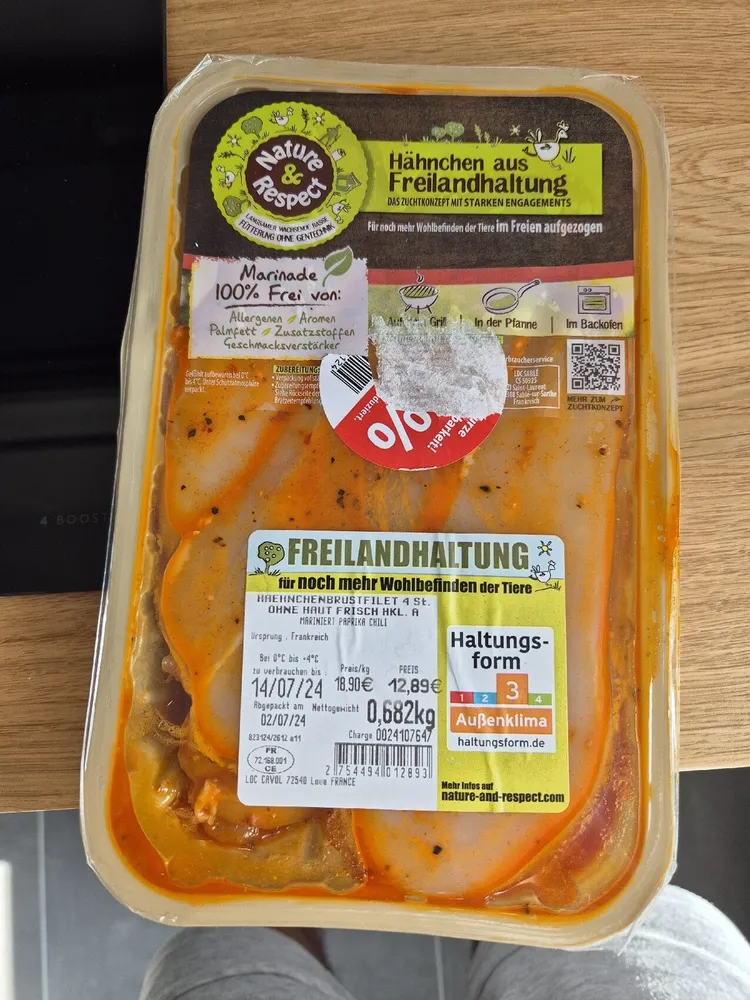 Skinless Chicken Breast, Mariniert Paprika Chili