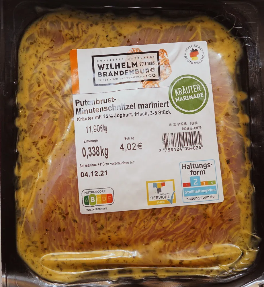 Putenbrust Minutenschnitzel mariniert Kräuter