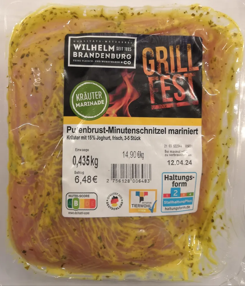 Putenbrust-Minutenschnitzel mariniert, Kräuter mit 15% Joghurt
