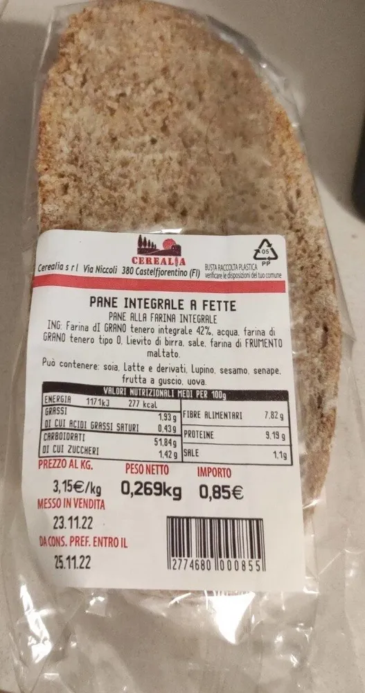 Pane integrale a fette