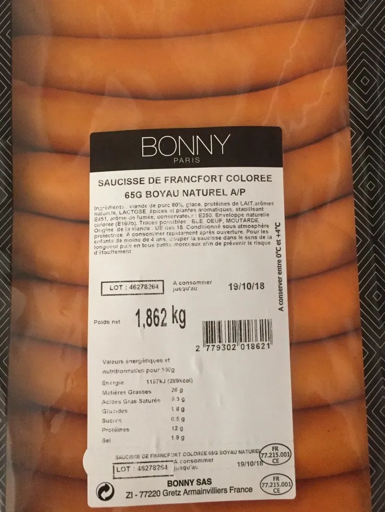Saucisse de francfort boyau naturel
